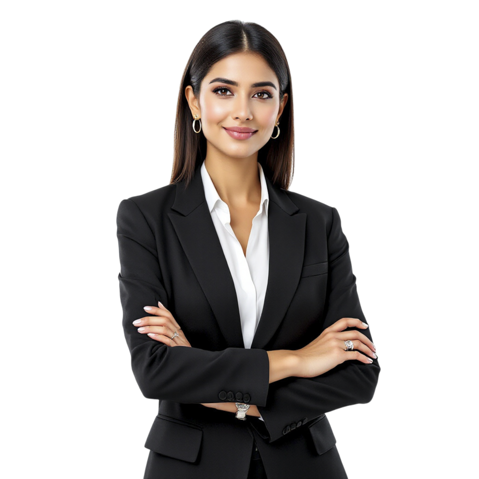 A beautiful young business woman in a suit png