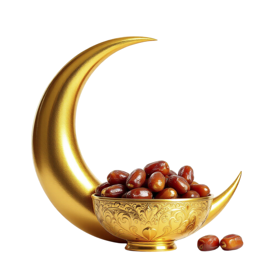 Dates and moon on black background png