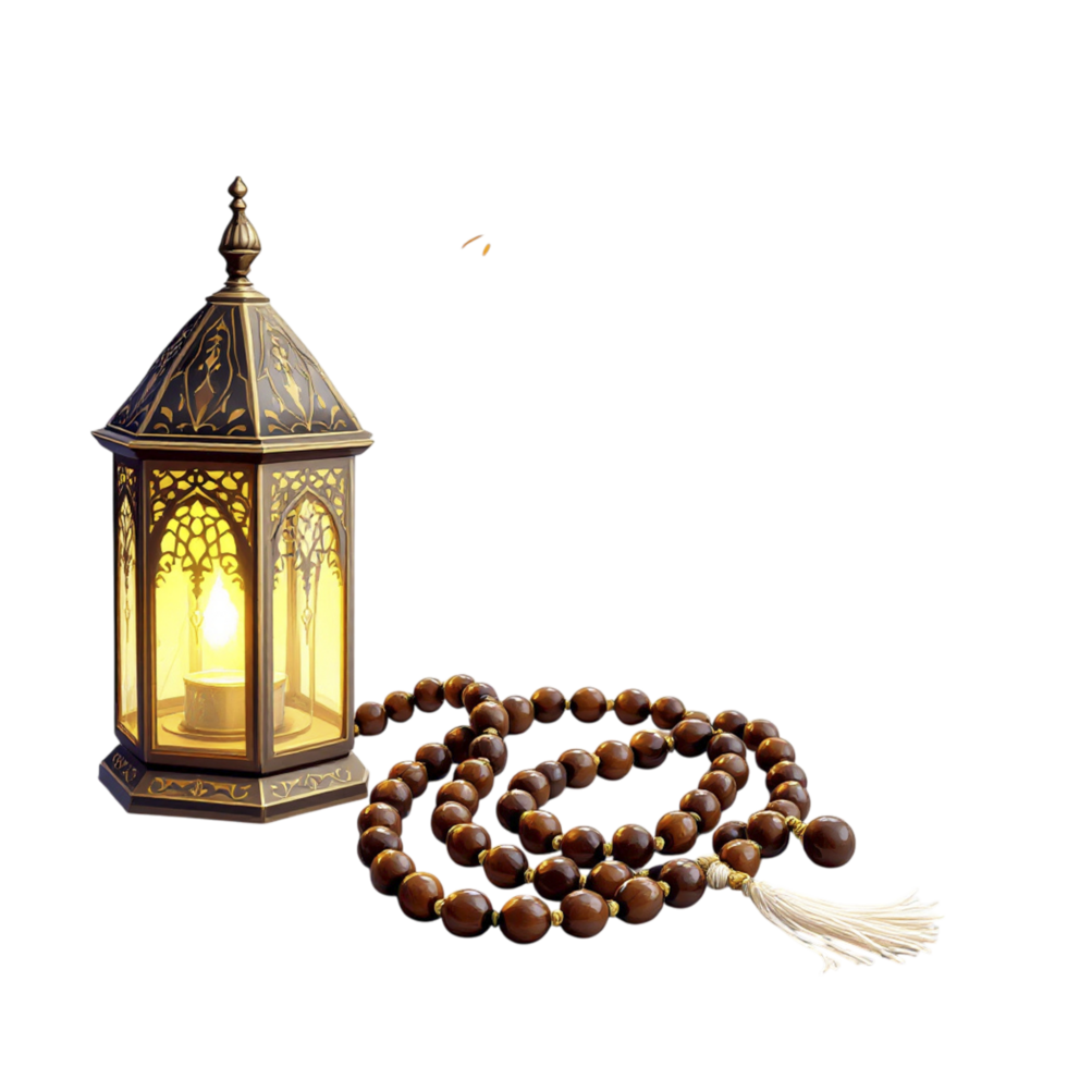 A lamp with a rosary and a candle png