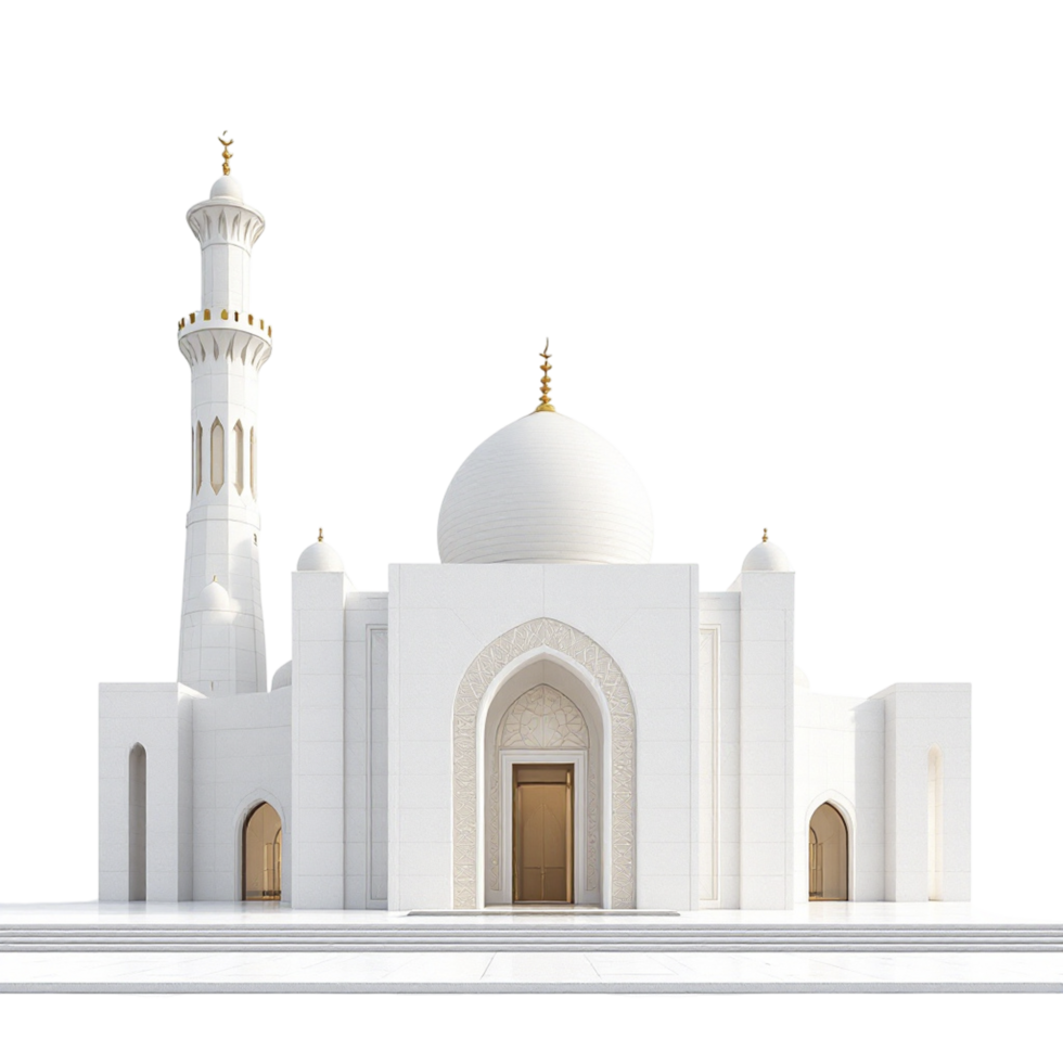 3d model of a white mosque with a minaret png
