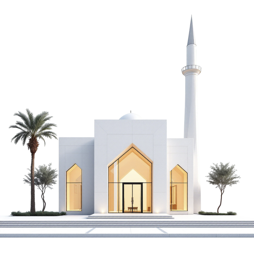 An islamic mosque with a white exterior png