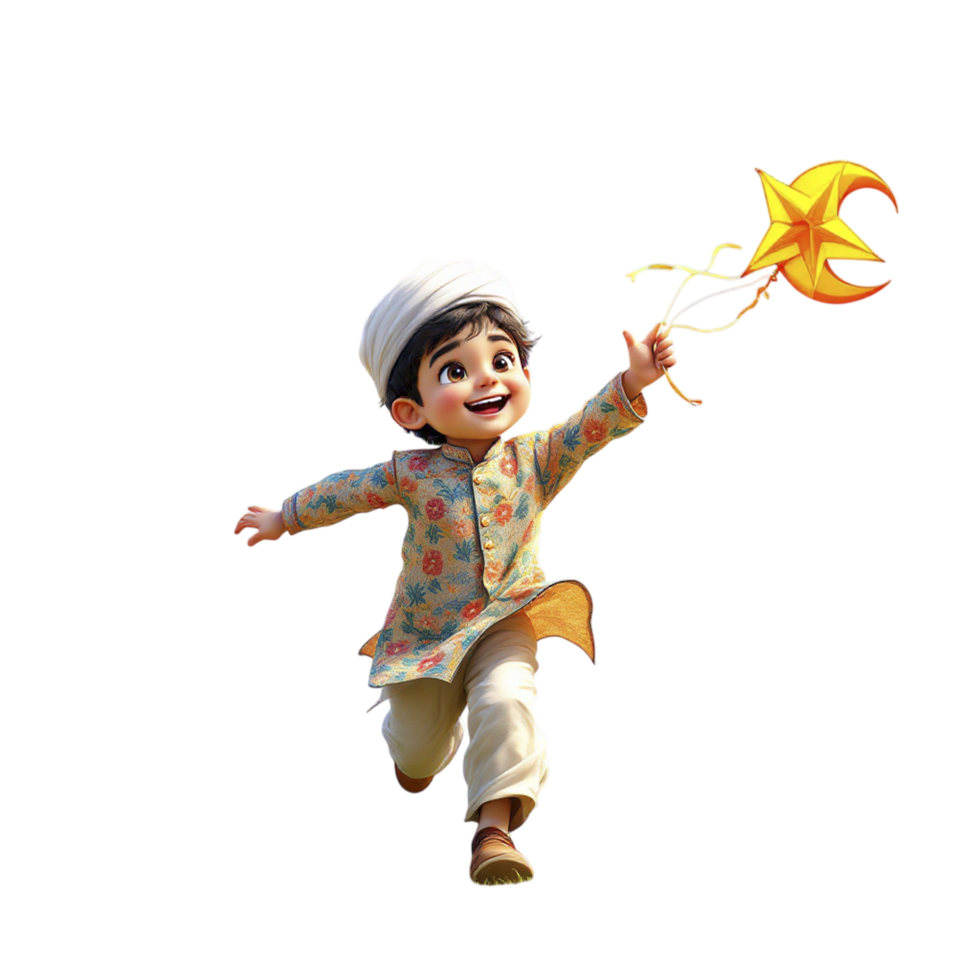 A little boy in an indian outfit is holding a kite png