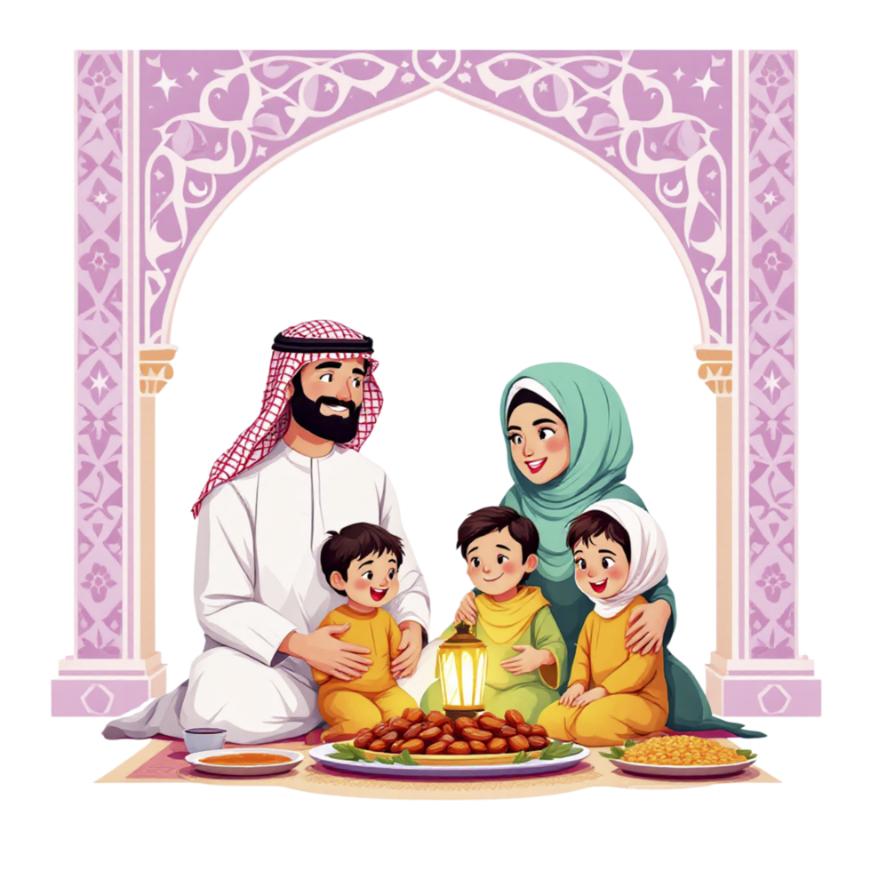 An arabic family is celebrating the eid al adha png