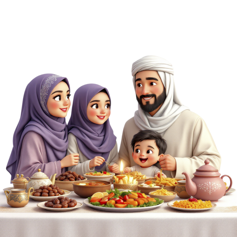 Muslim family celebrating the holy month of ramadan png