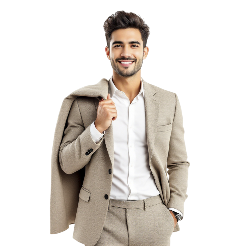 A man in a suit is smiling png