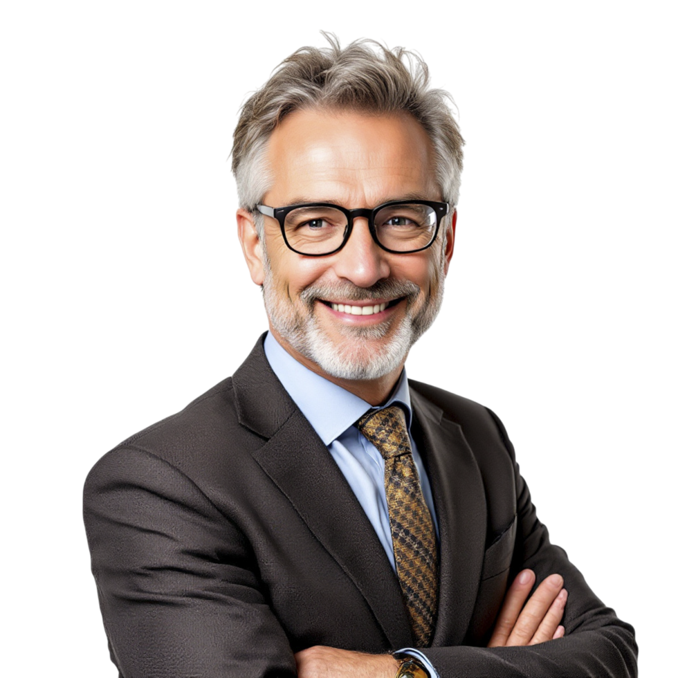 A man in a suit and tie with his arms crossed png