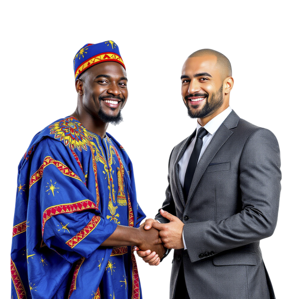 Two men in suits shaking hands png