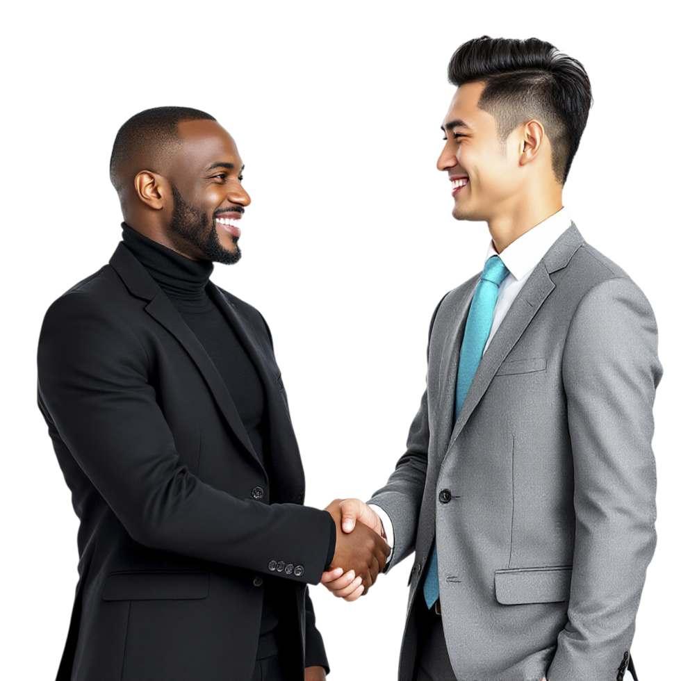 Two men in suits shaking hands png