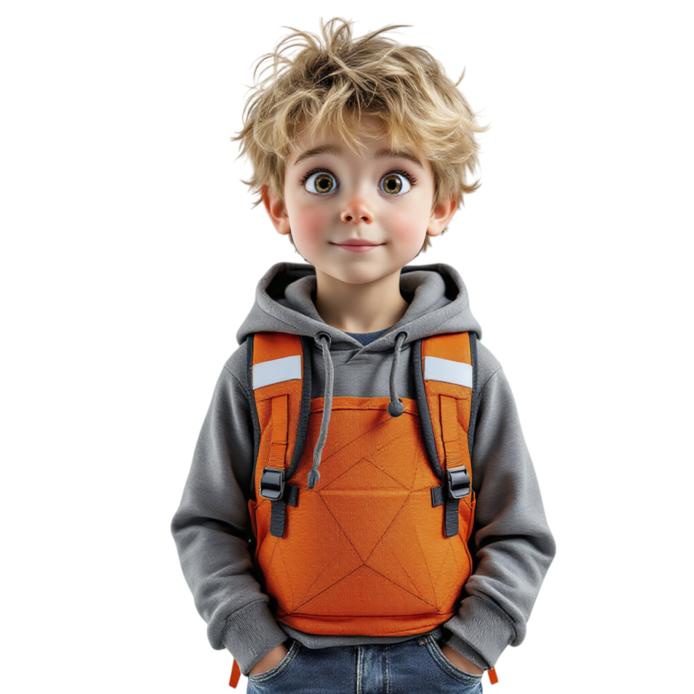 A young boy wearing an orange vest png