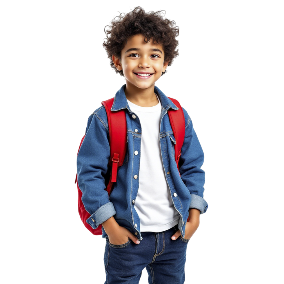 A young boy wearing a blue shirt and jeans png