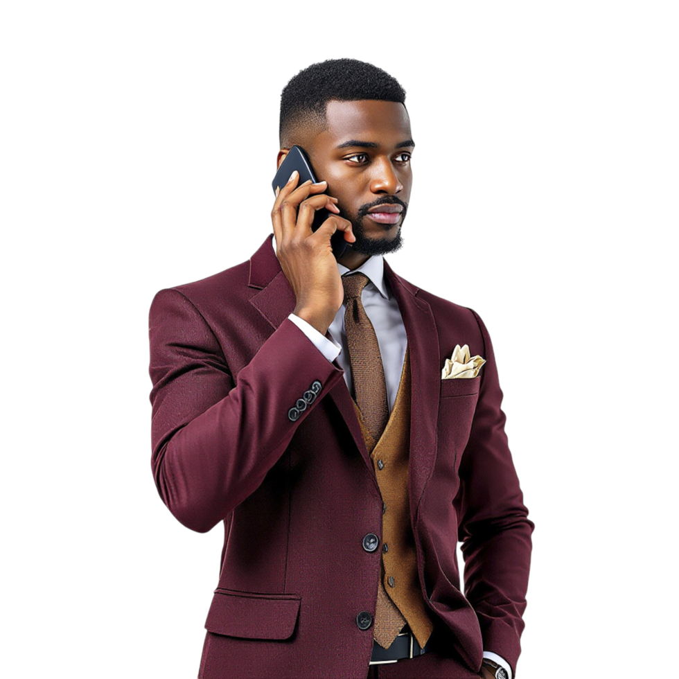A man in a suit talking on the phone png