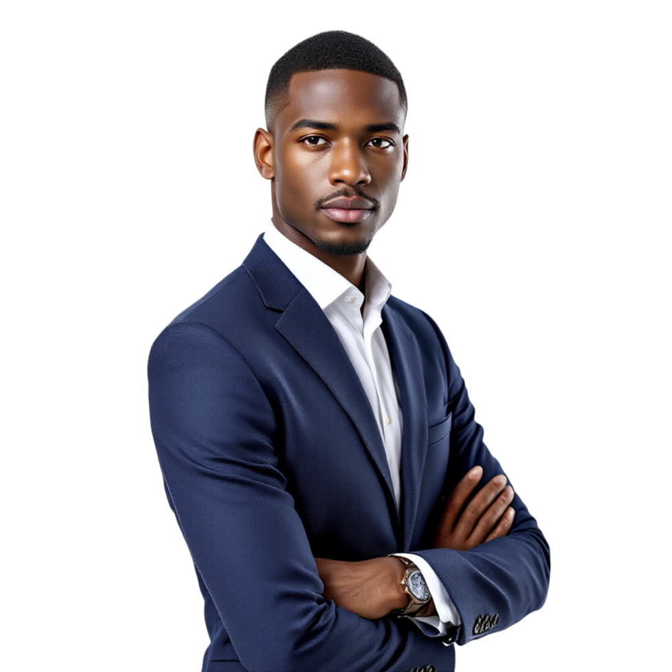 A young black man in a suit and tie png