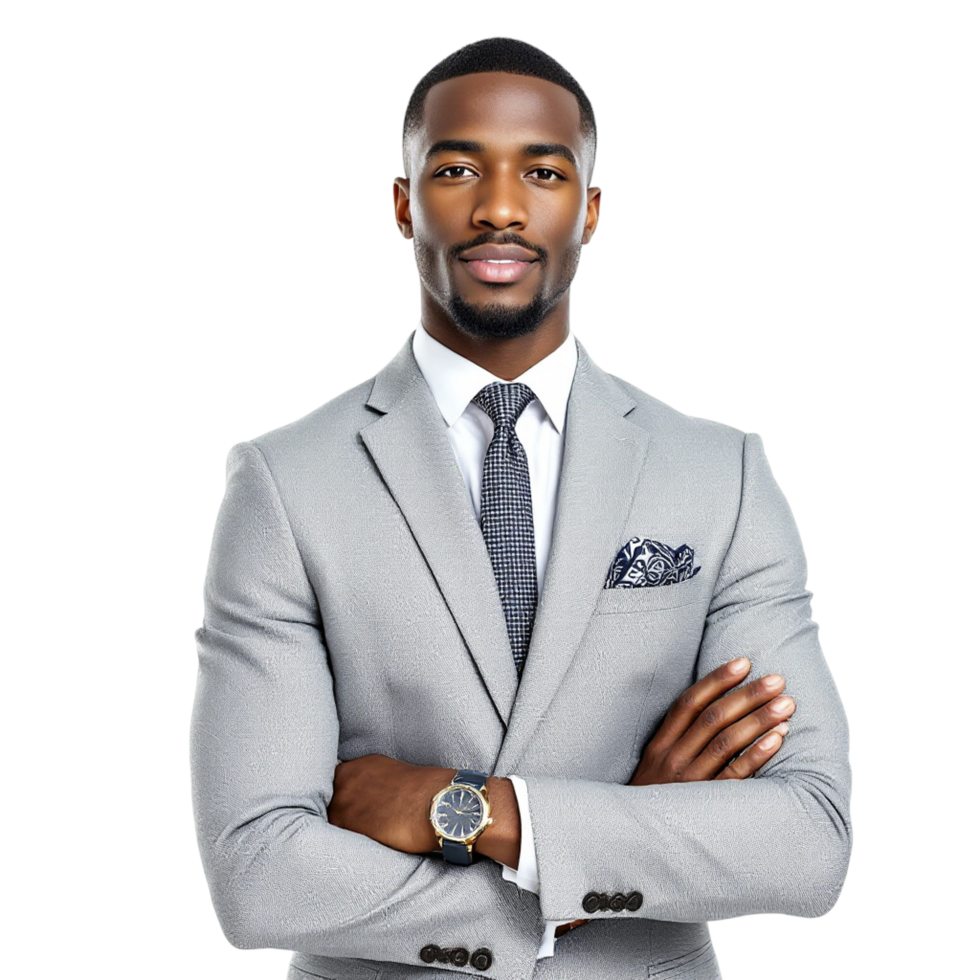 A young black man in a suit and tie png