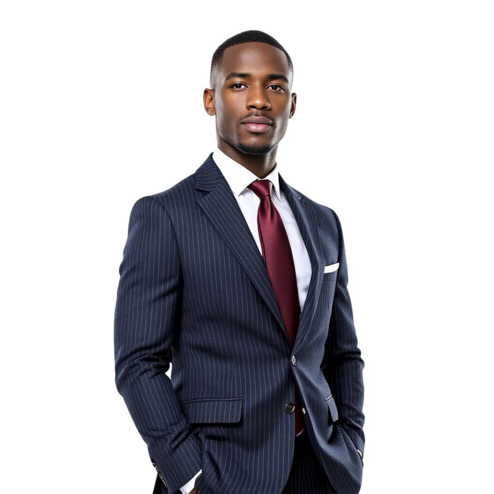 A man in a suit and tie standing in front of a black background png
