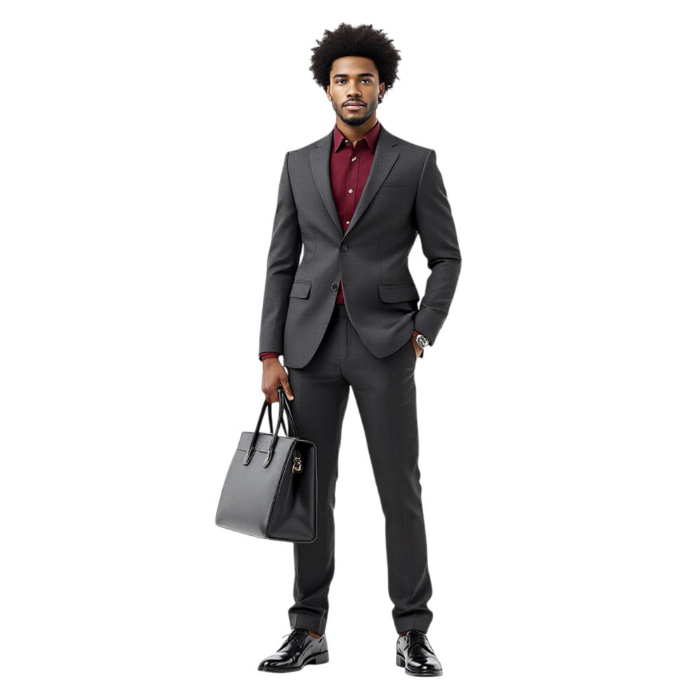 A man in a suit and tie holding a briefcase png