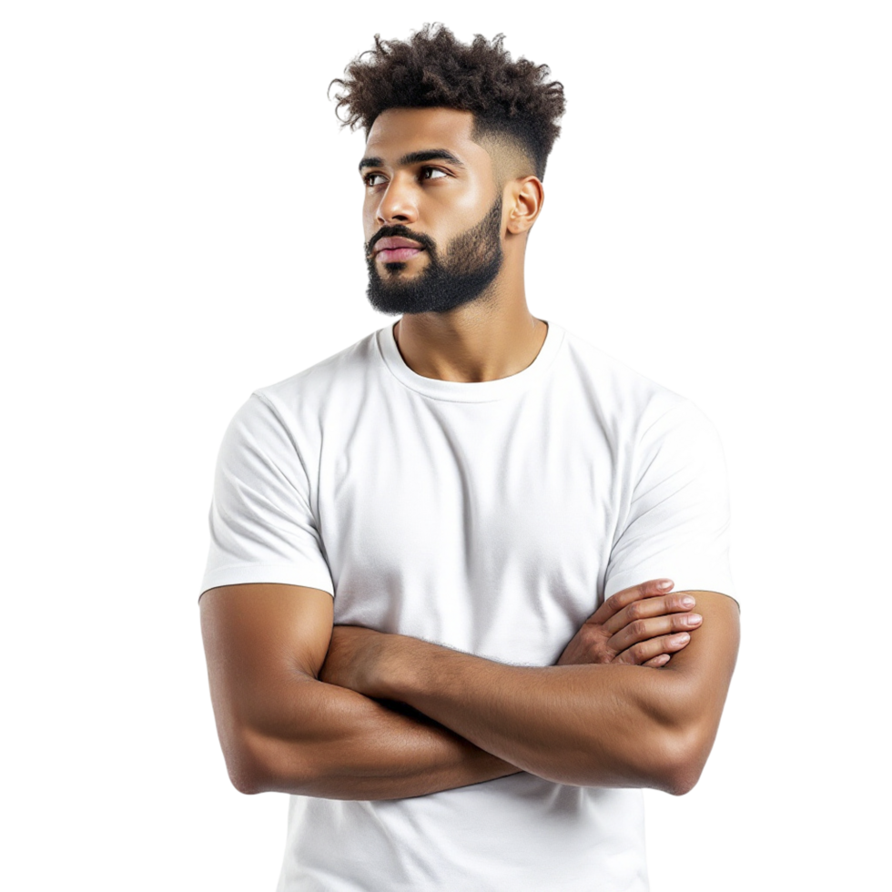 A man with a beard and a white t - shirt png