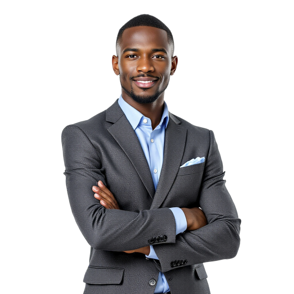 A young african american man in a suit png