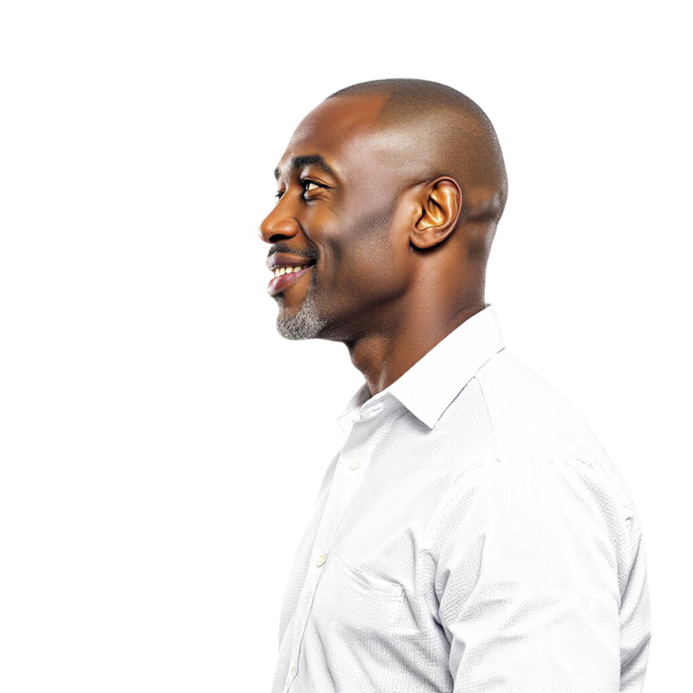A man in a white shirt looking up png