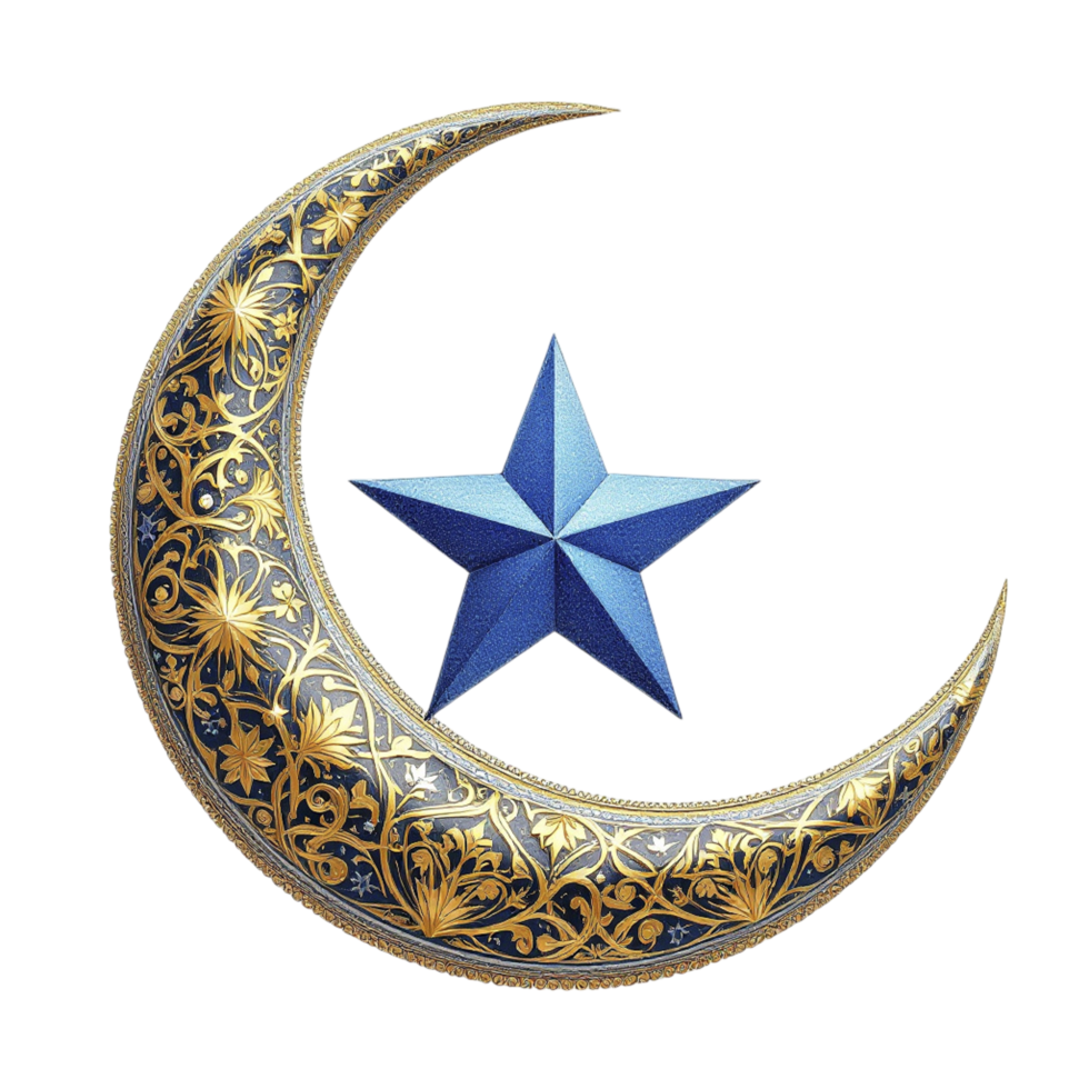 A crescent with a star on it png