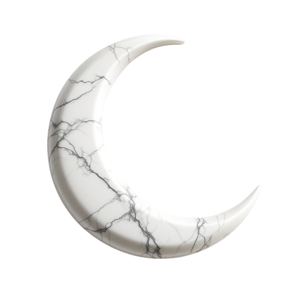 A white marble crescent on a black background png