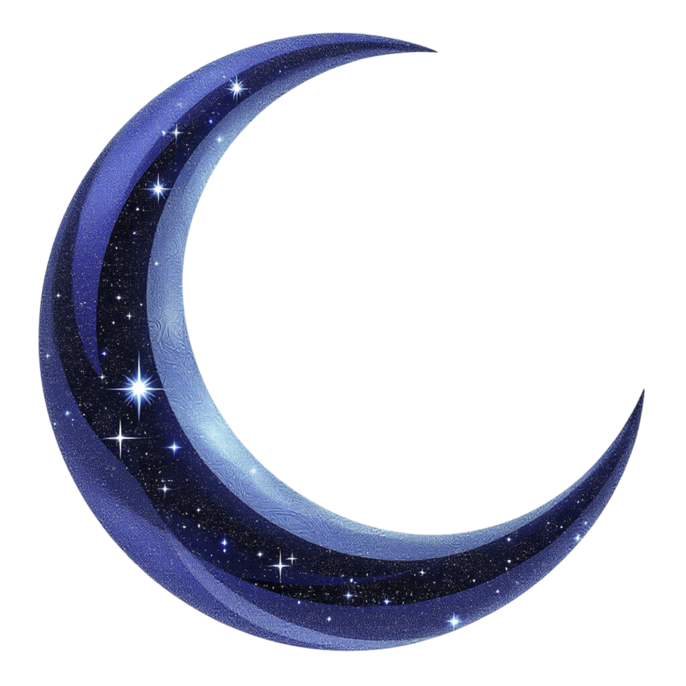 The crescent moon is shown in blue with stars png