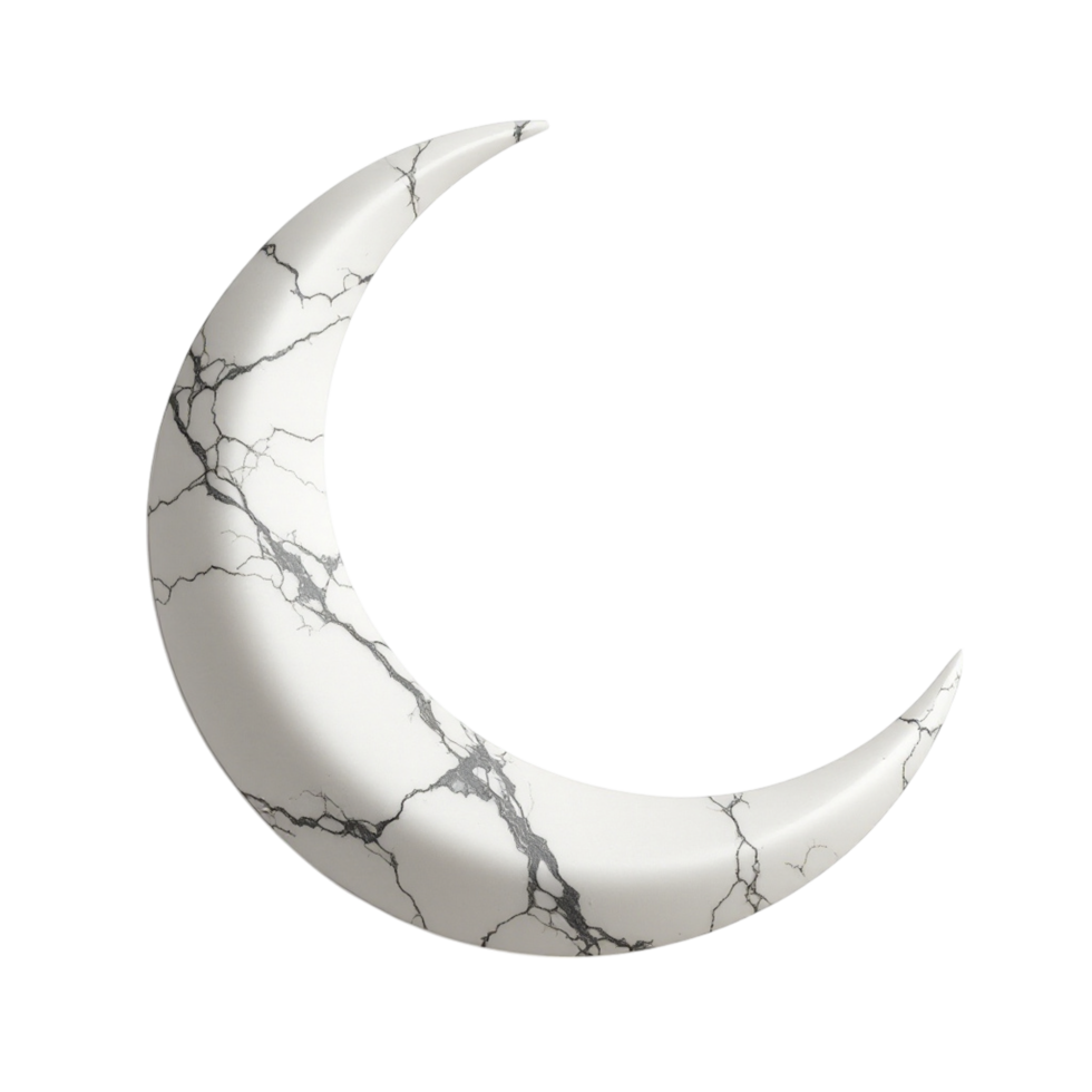 A white marble crescent with a black background png