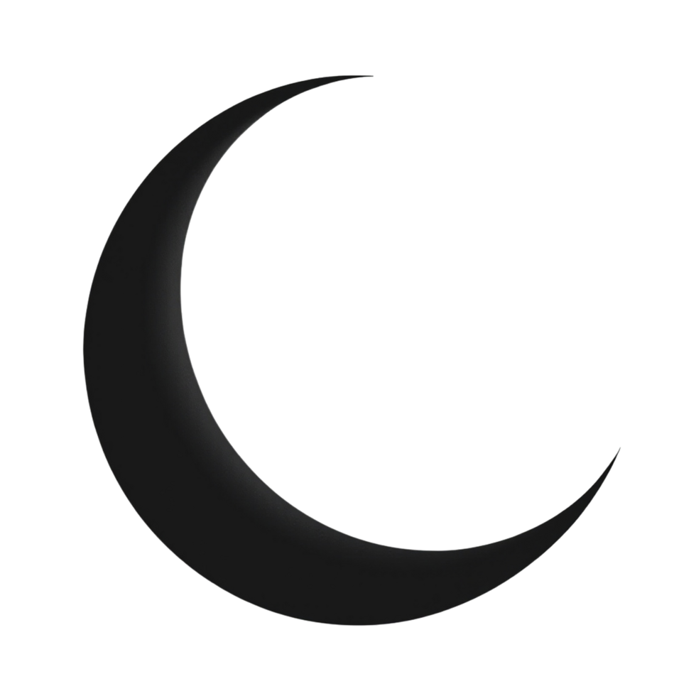 A black crescent with a white moon on it png