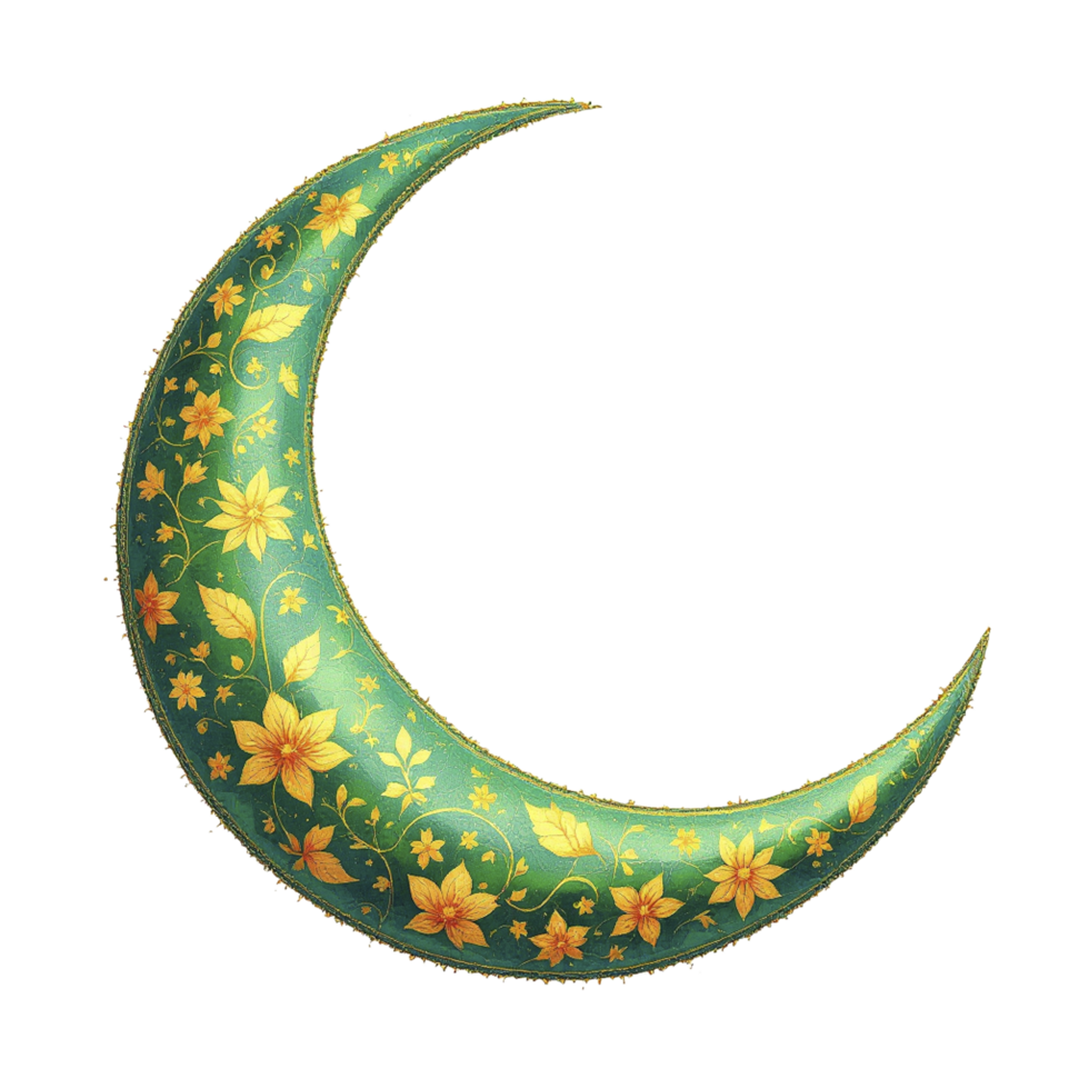 A crescent with flowers on it png