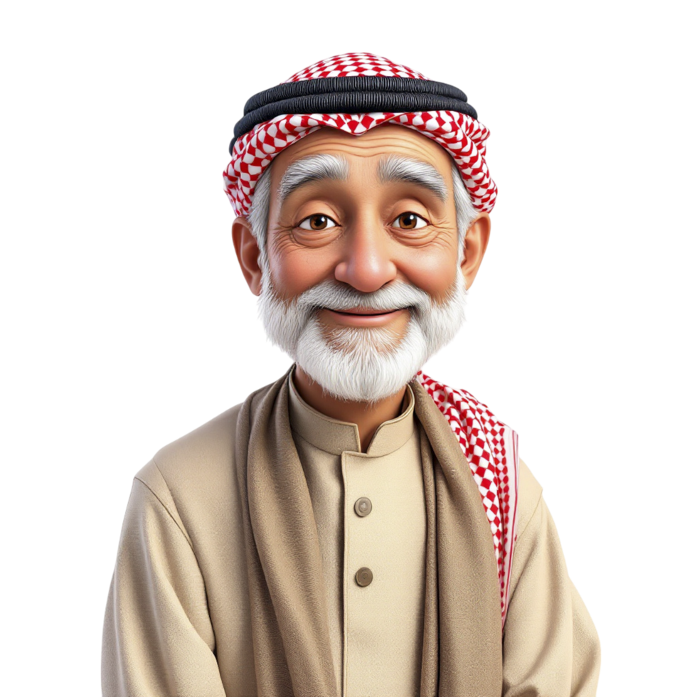 An old man in arabic clothing png