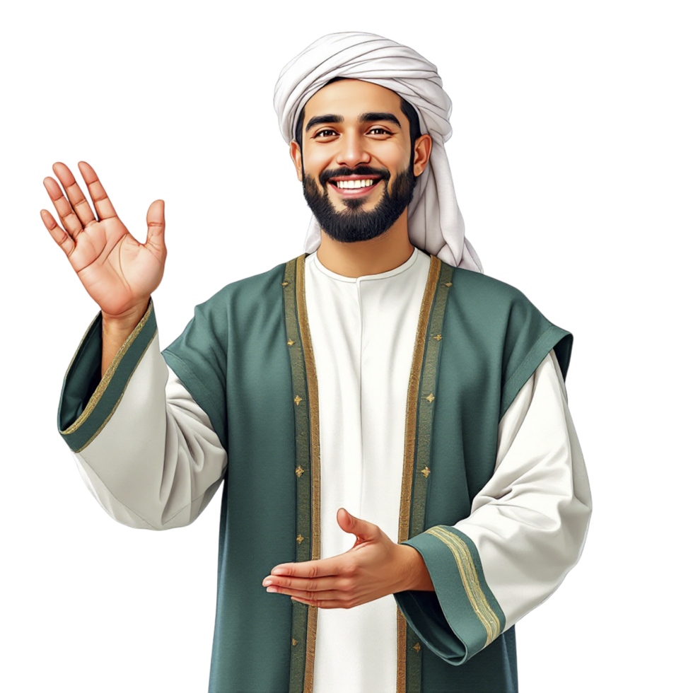 Arabic man waving hands png