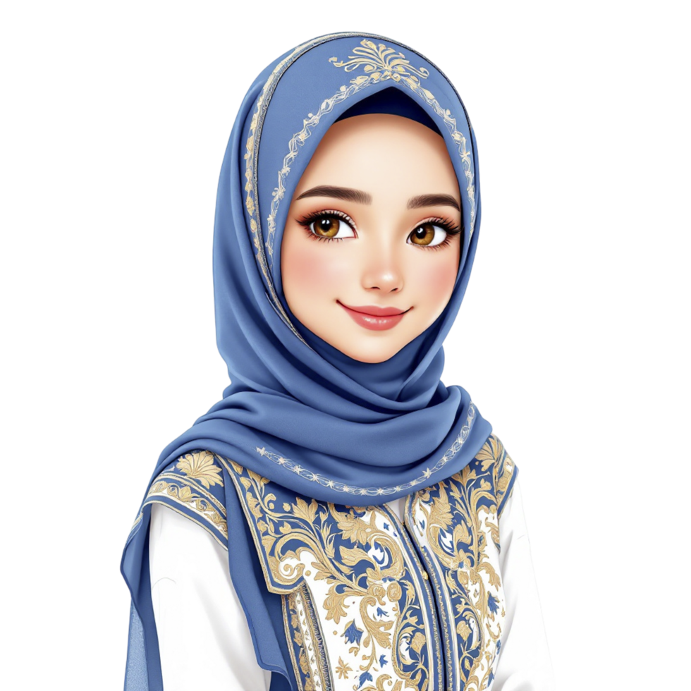 A cartoon girl wearing a hijab png