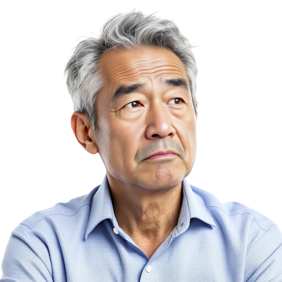 An older man with gray hair and a blue shirt png
