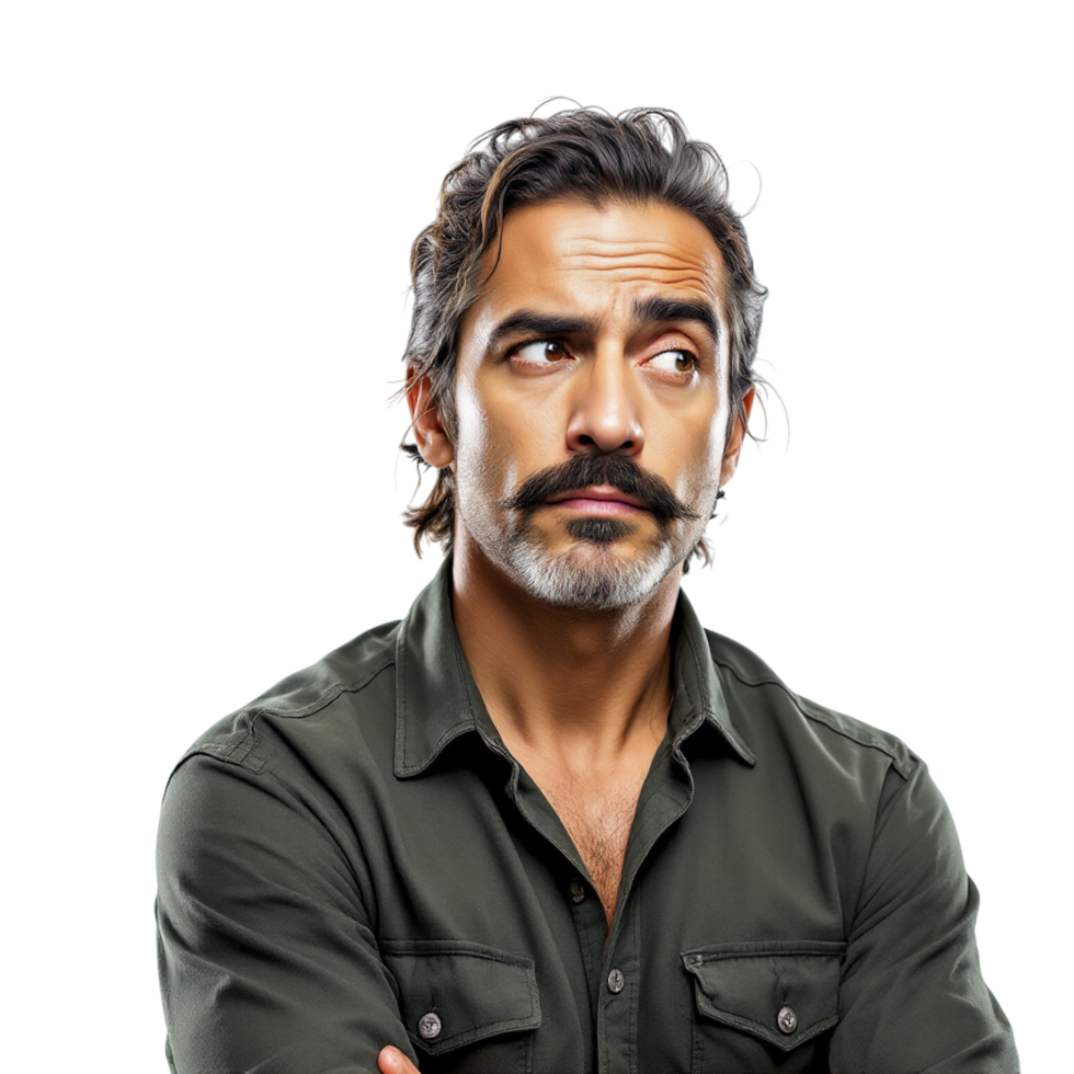 A man with a mustache and beard is looking at the camera png