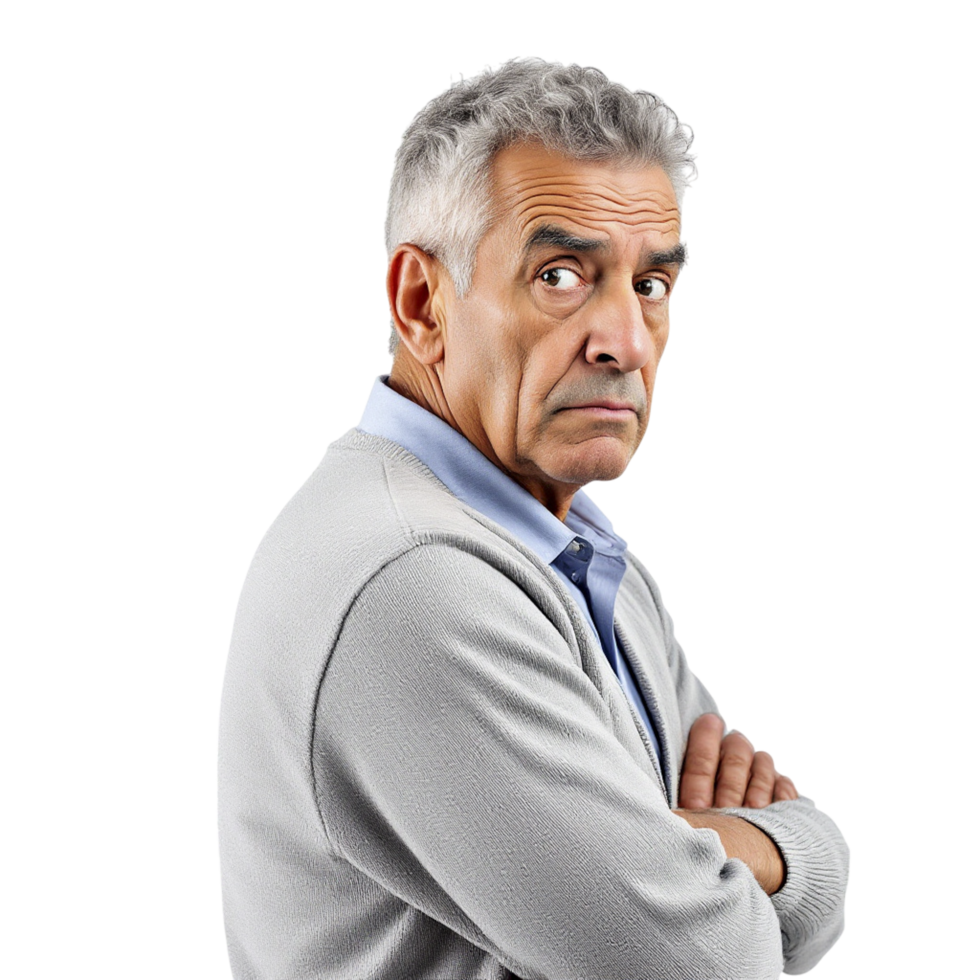 A man with gray hair and a gray sweater png