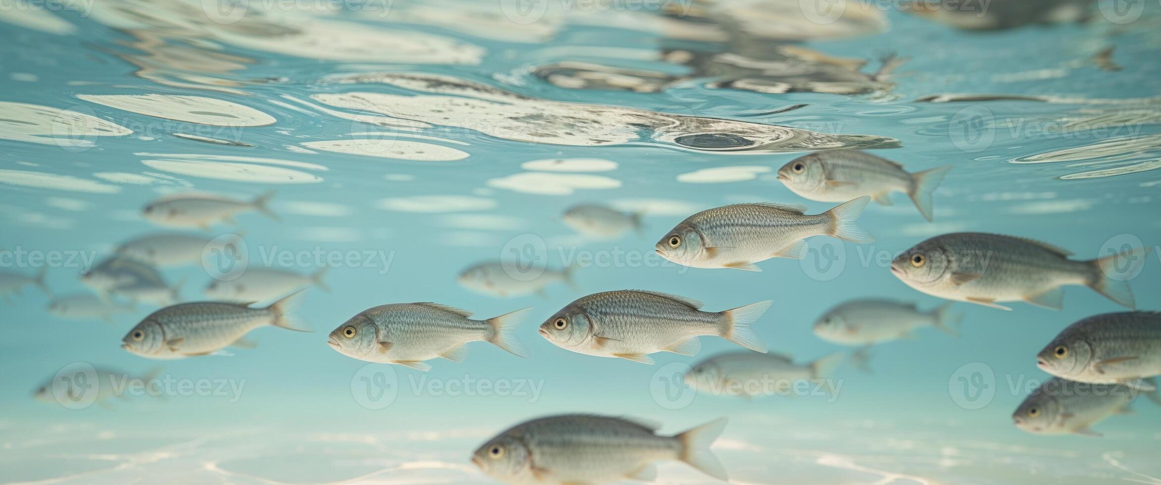 A group of fish swimming in the ocean photo