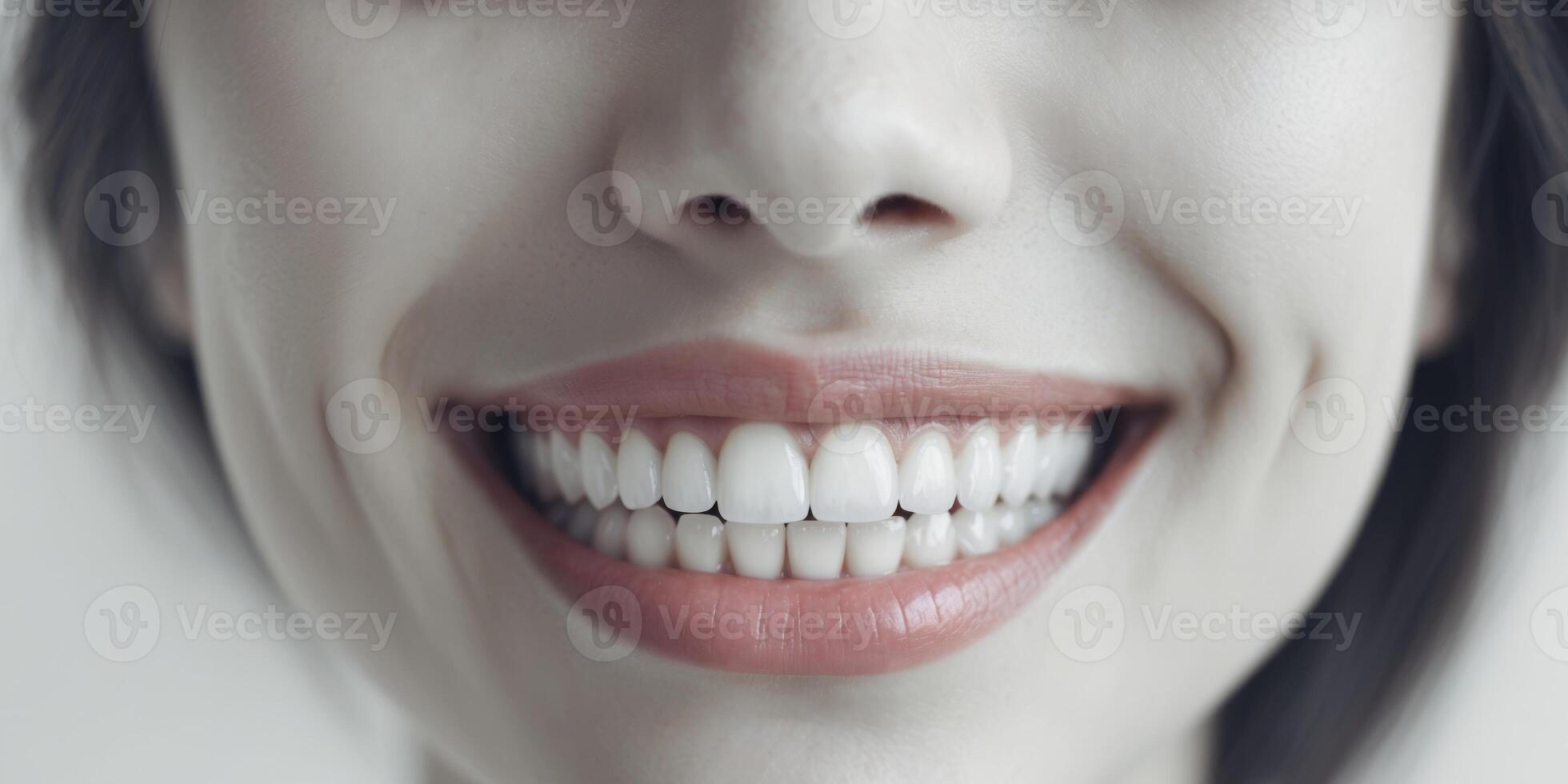 Macro shot capturing the perfect white teeth and smile of an anonymous person. photo