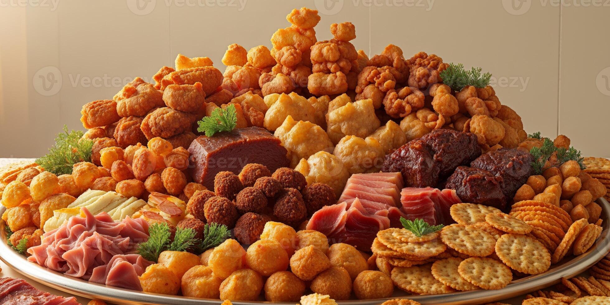 A platter of snacks and crackers on a table photo