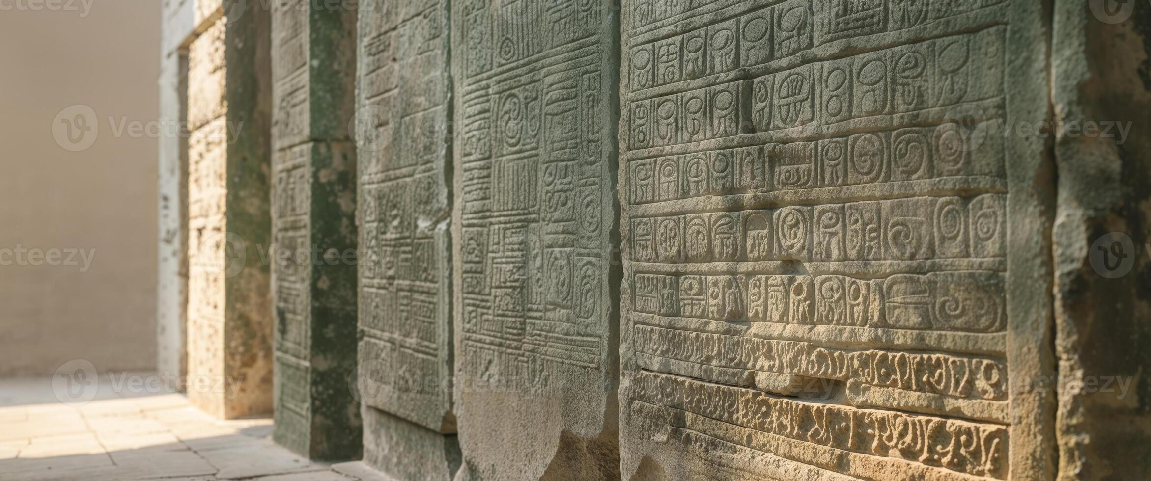 Ancient egyptian writing on the wall of a building photo