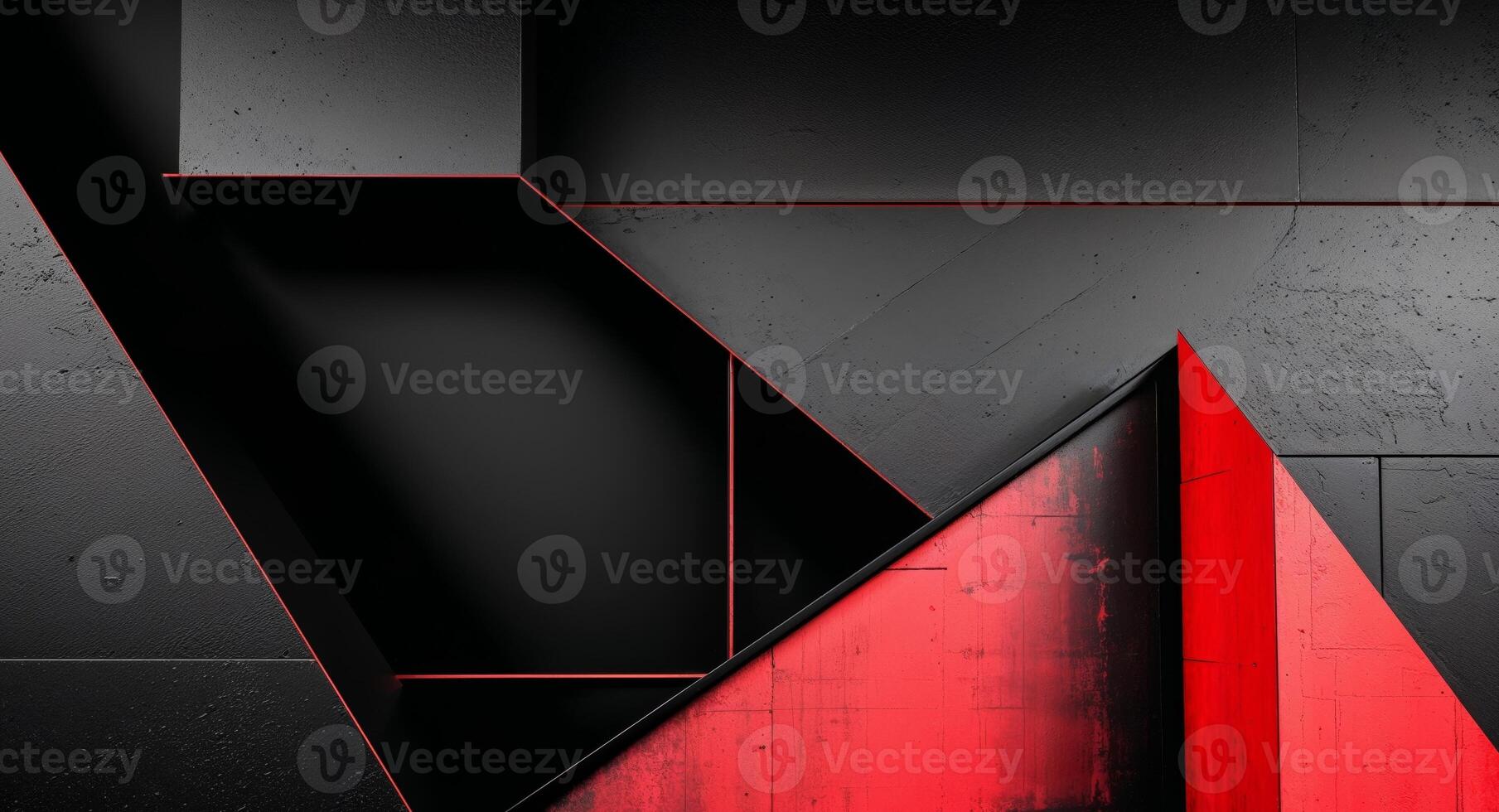 A black and red geometric design on a wall photo
