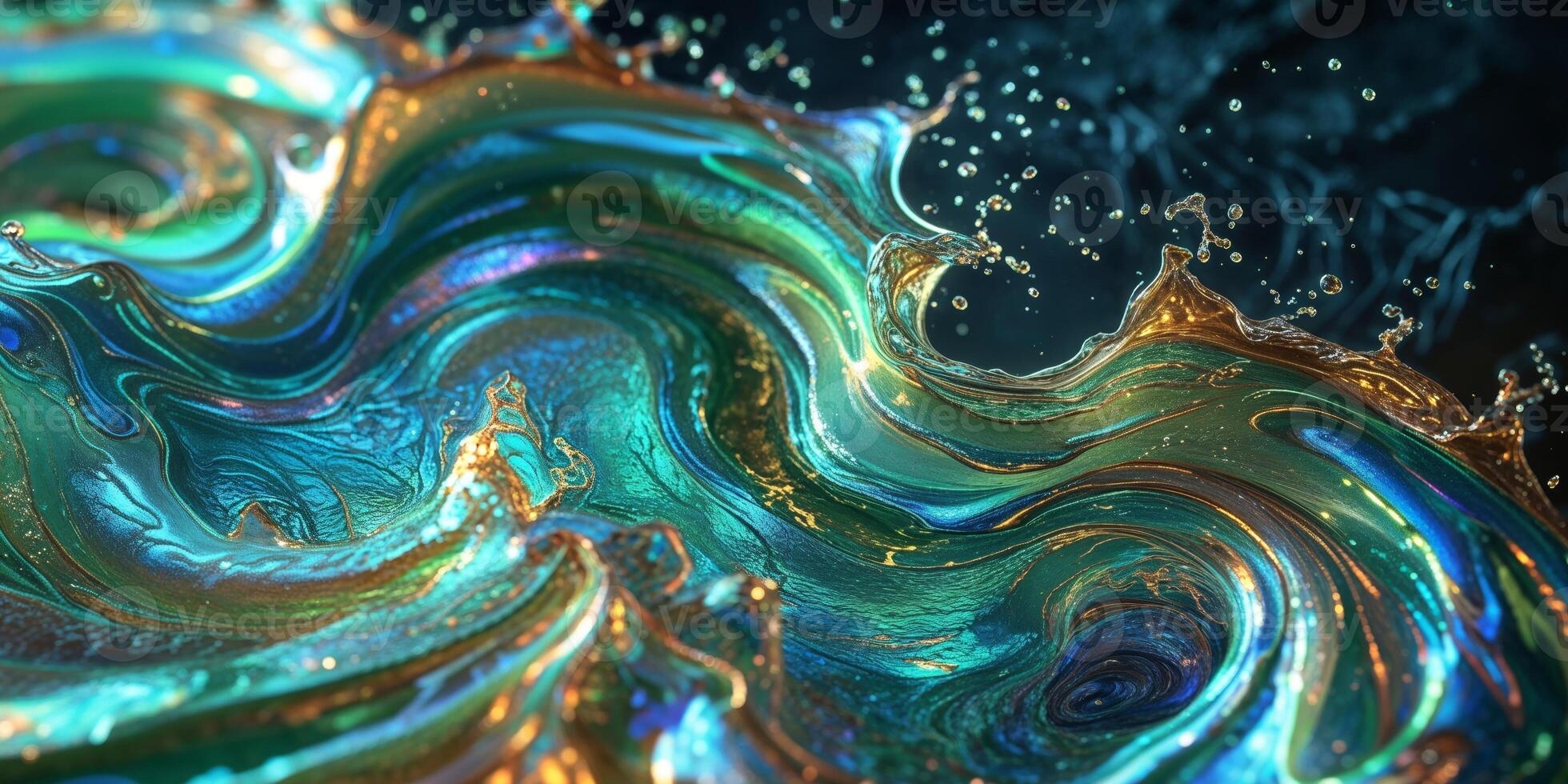 A close up of a colorful liquid with waves photo