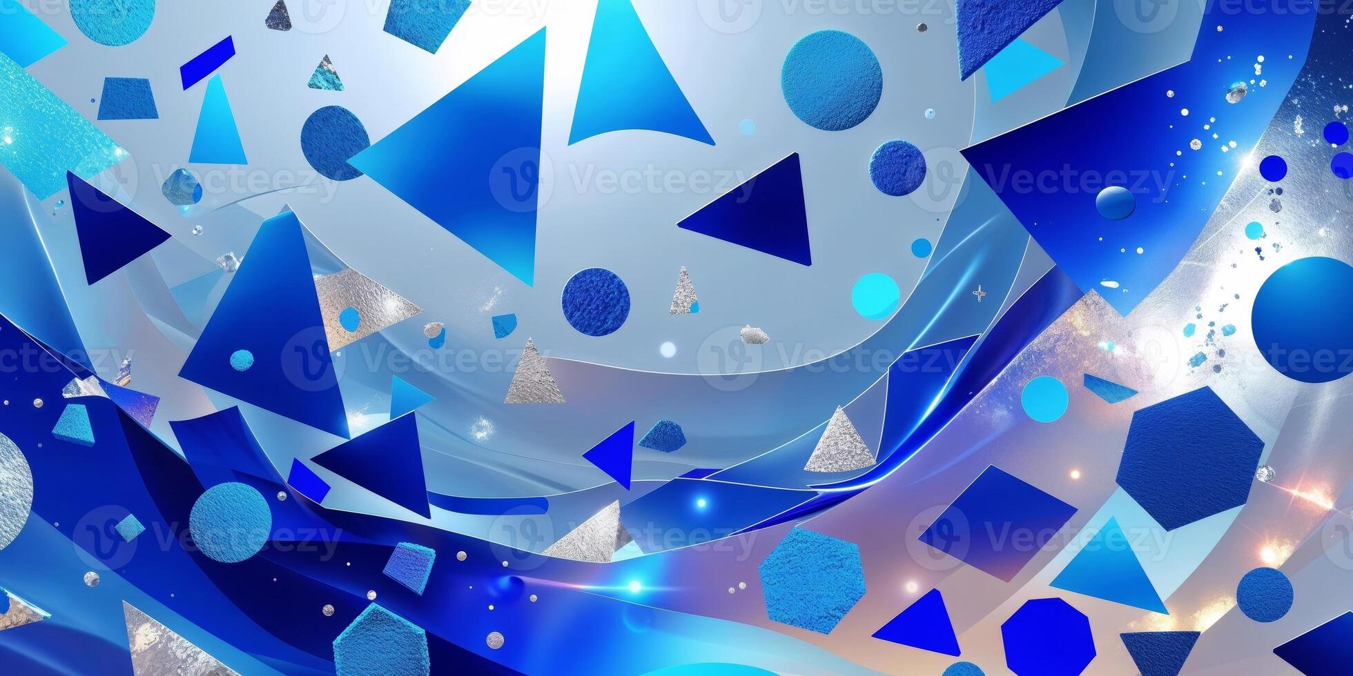 Blue abstract background with many shapes and colors photo