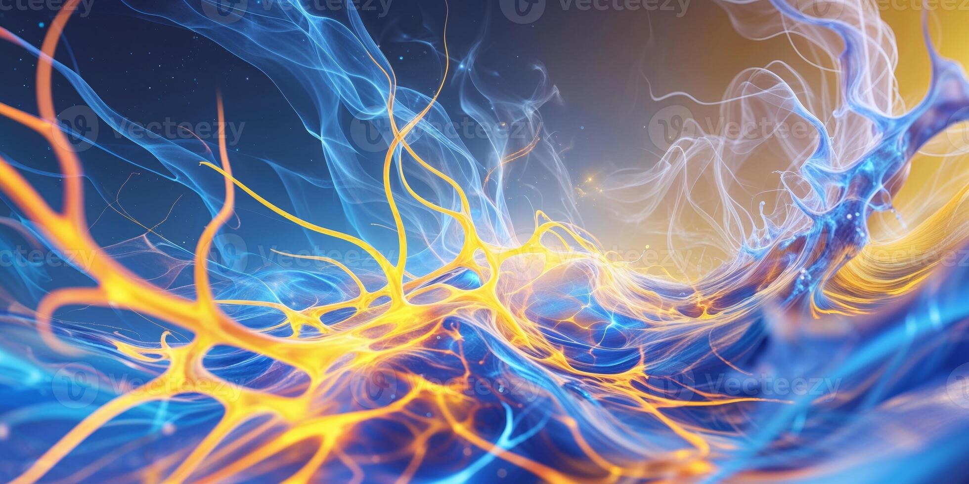 A blue and yellow abstract background with fire photo