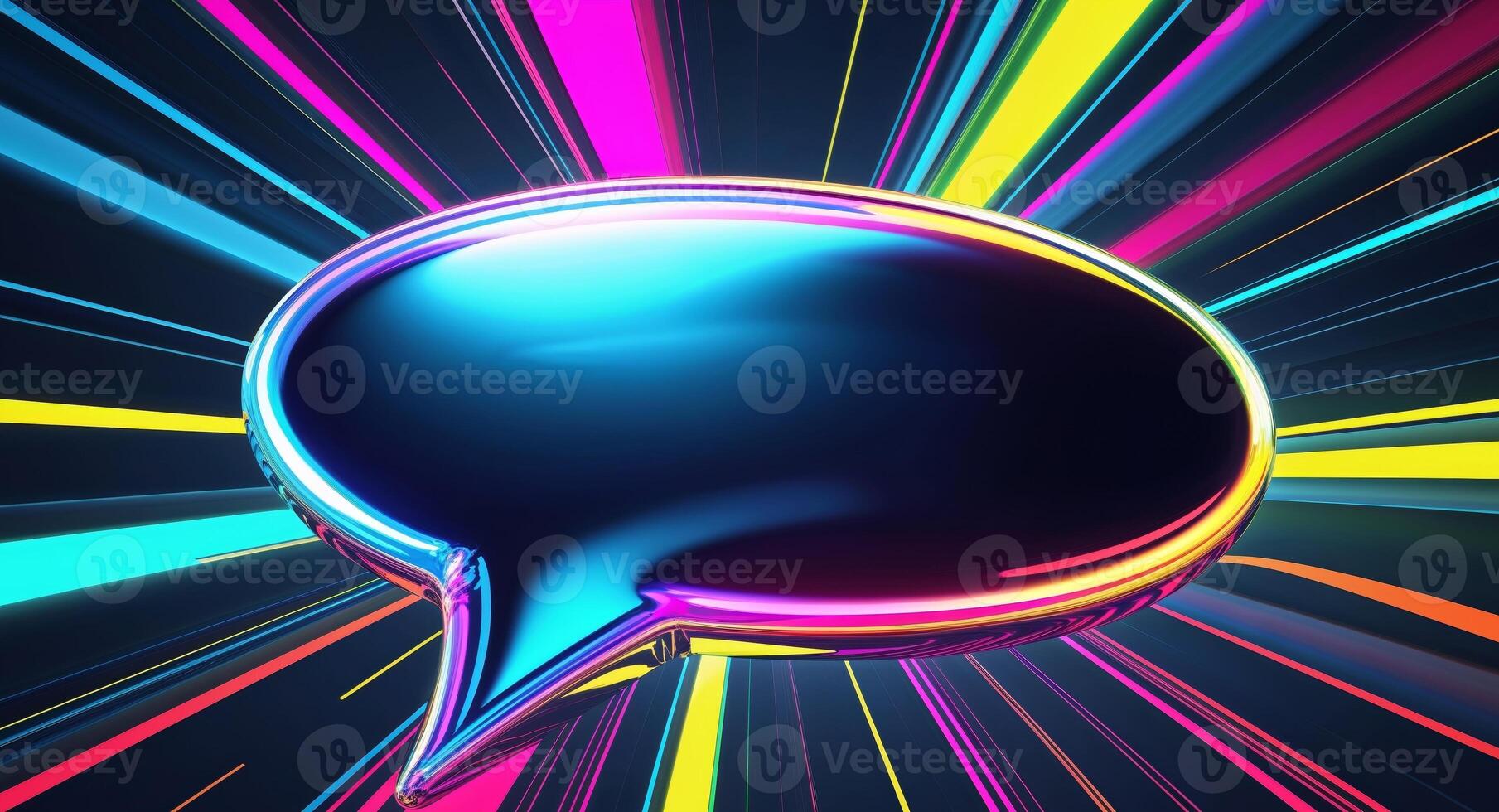 A colorful speech bubble on a black background photo