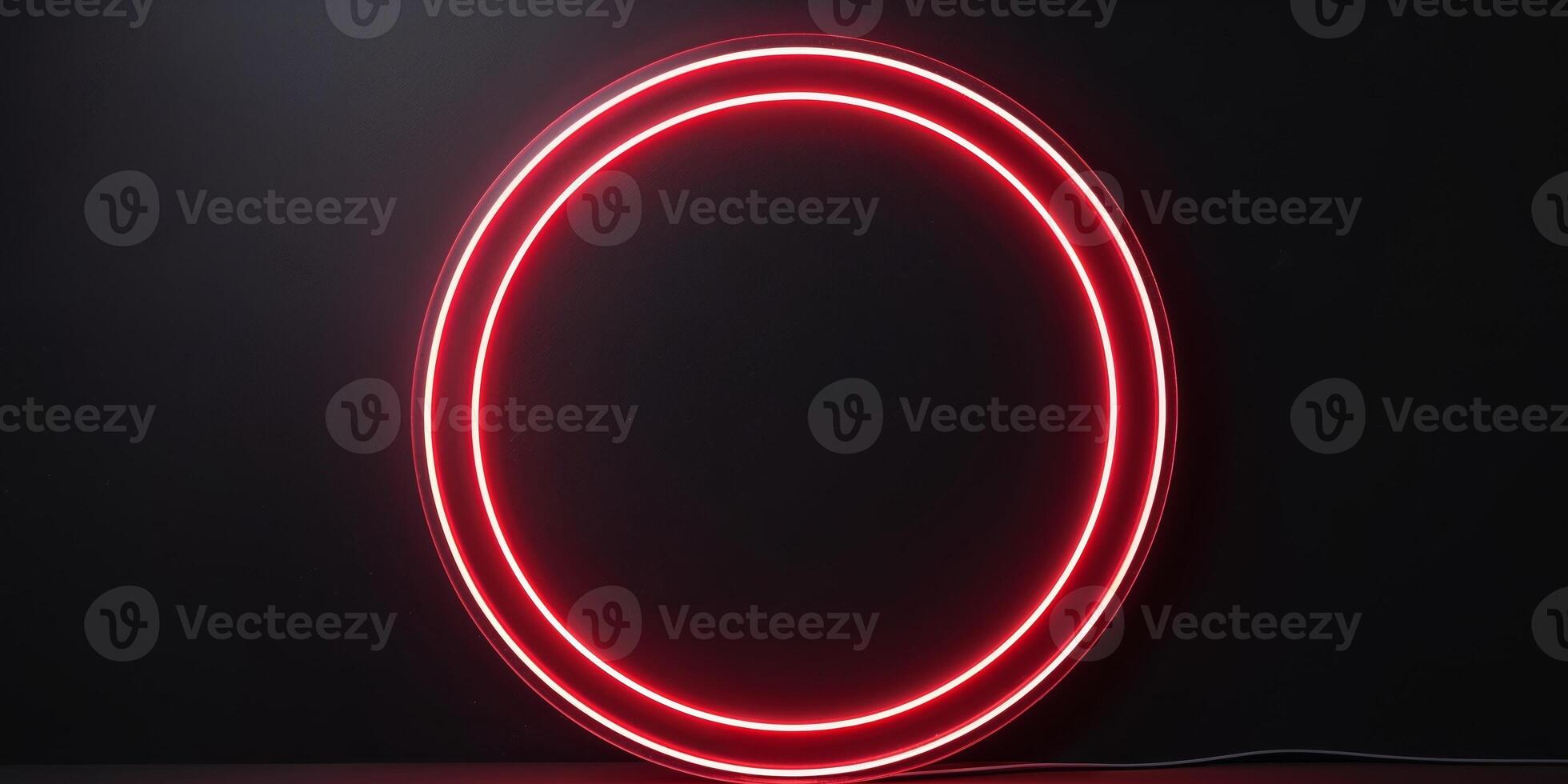 A red neon sign with a circle in the middle photo