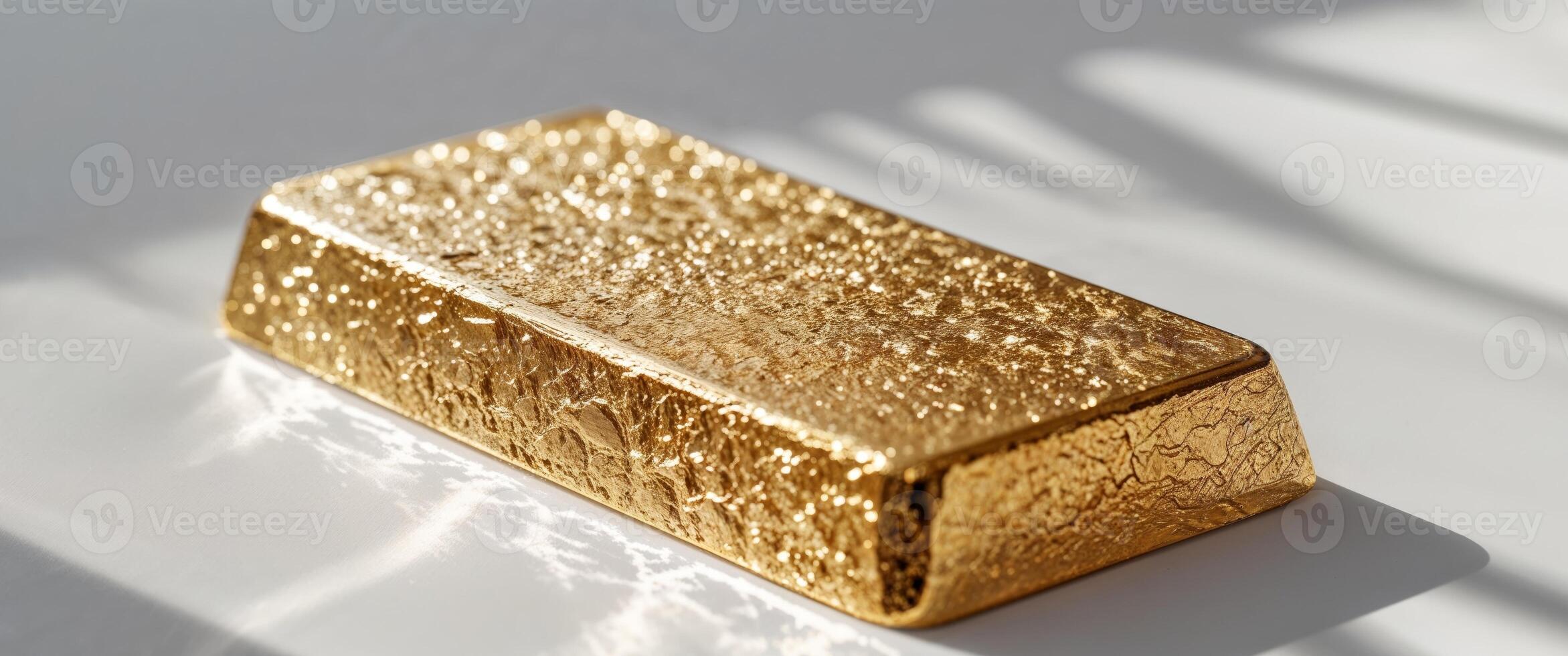 Stunning Gold Bar with Shimmering Texture and Reflective Surface. photo