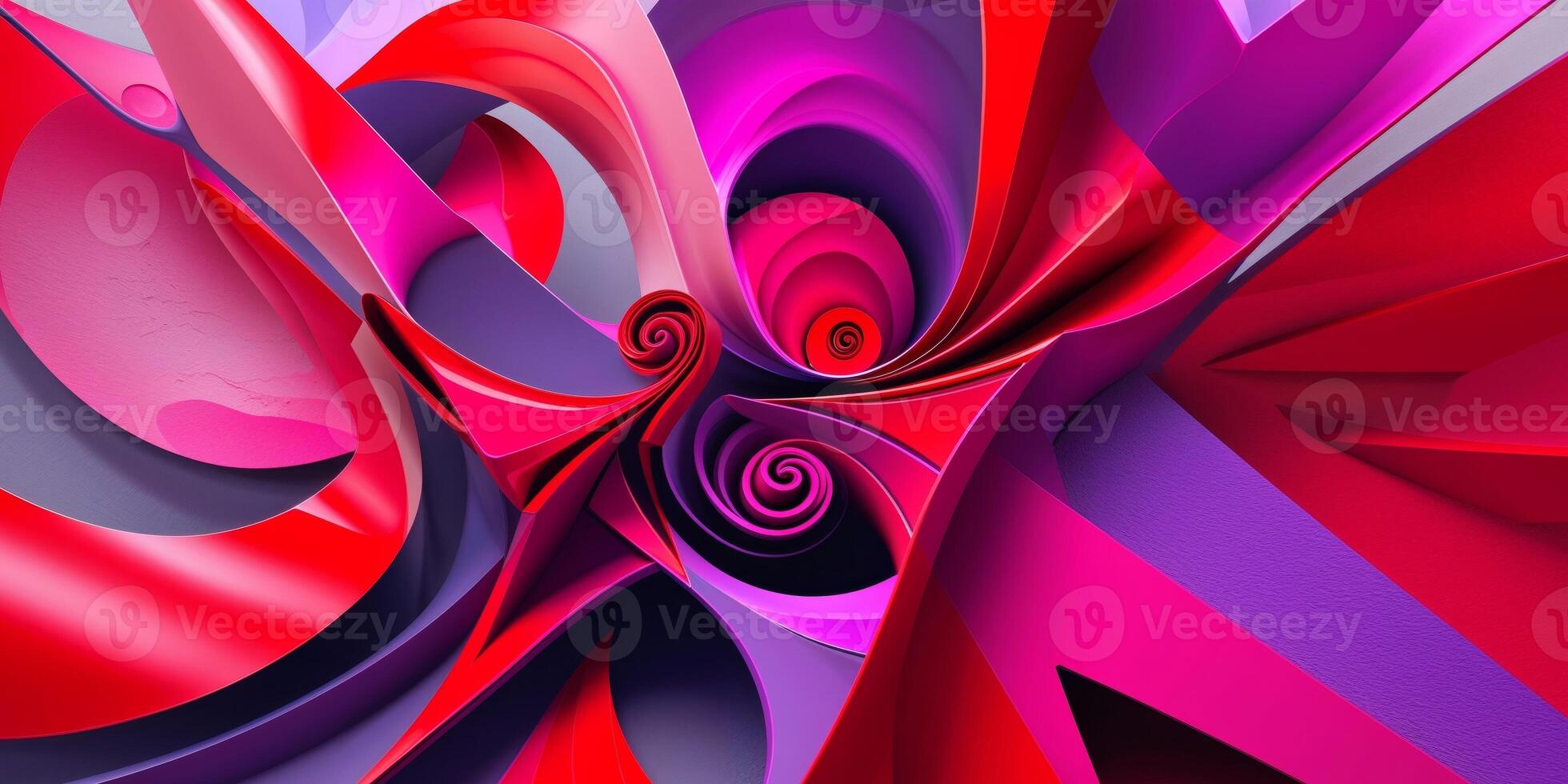 Abstract Geometric Design with Red Pink and Purple Shapes. photo