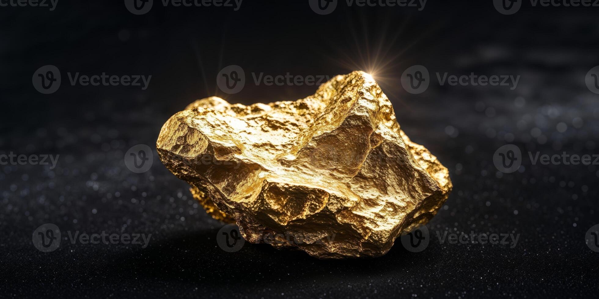 Shimmering Gold Nugget on Dark Background Symbolizing Commodity Price and Market Value in the Global Economy photo
