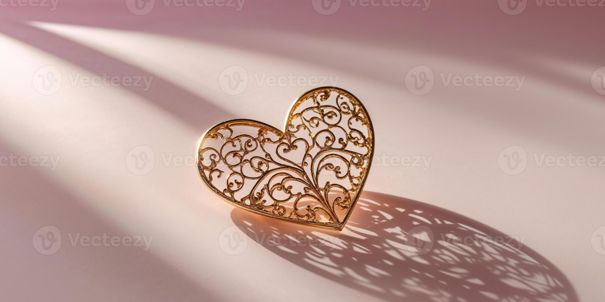 Gold Filigree Heart On Pink Background Decorative Heart Design pink Valentine Decorations heart photo