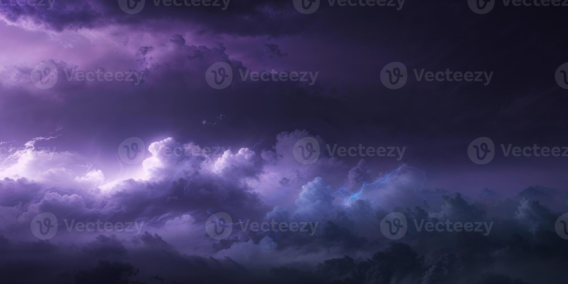 A purple sky with clouds and lightning photo
