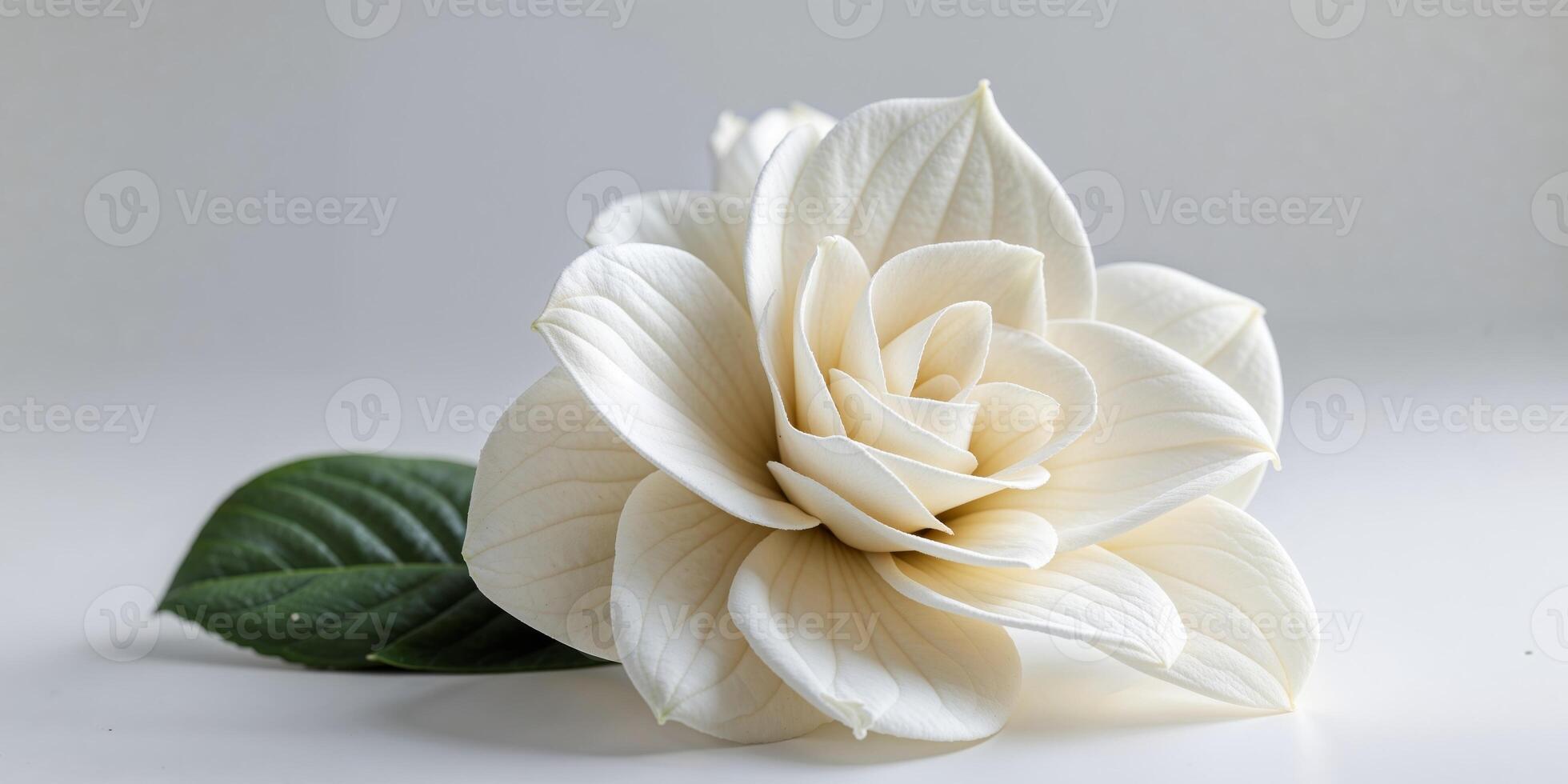 fresh blooming gardenia with soft petals on white. photo